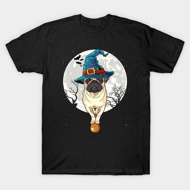 Halloween Pug Witch Funny Pugs Lover Gift T-Shirt by ChristianCrecenzio